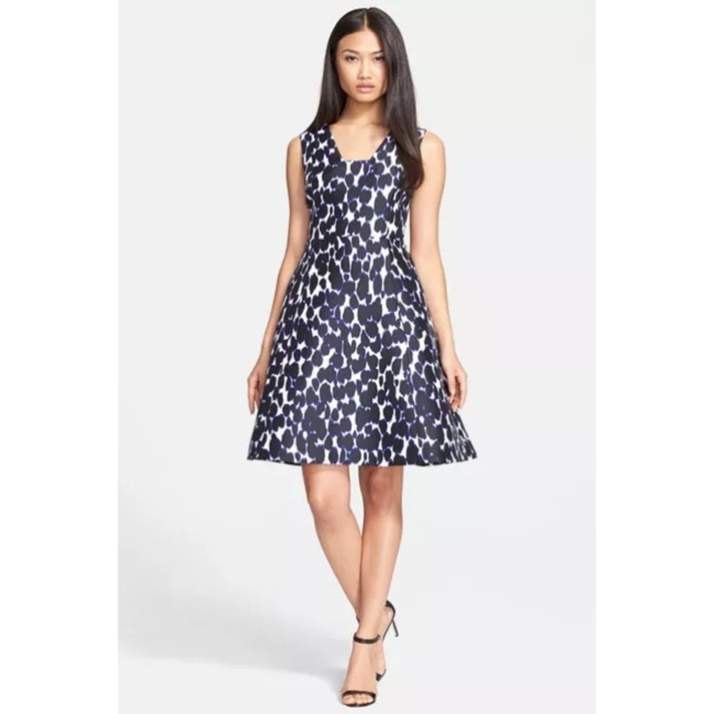 Kate Spade Fit and Flare Navy Leopard Print Dress
